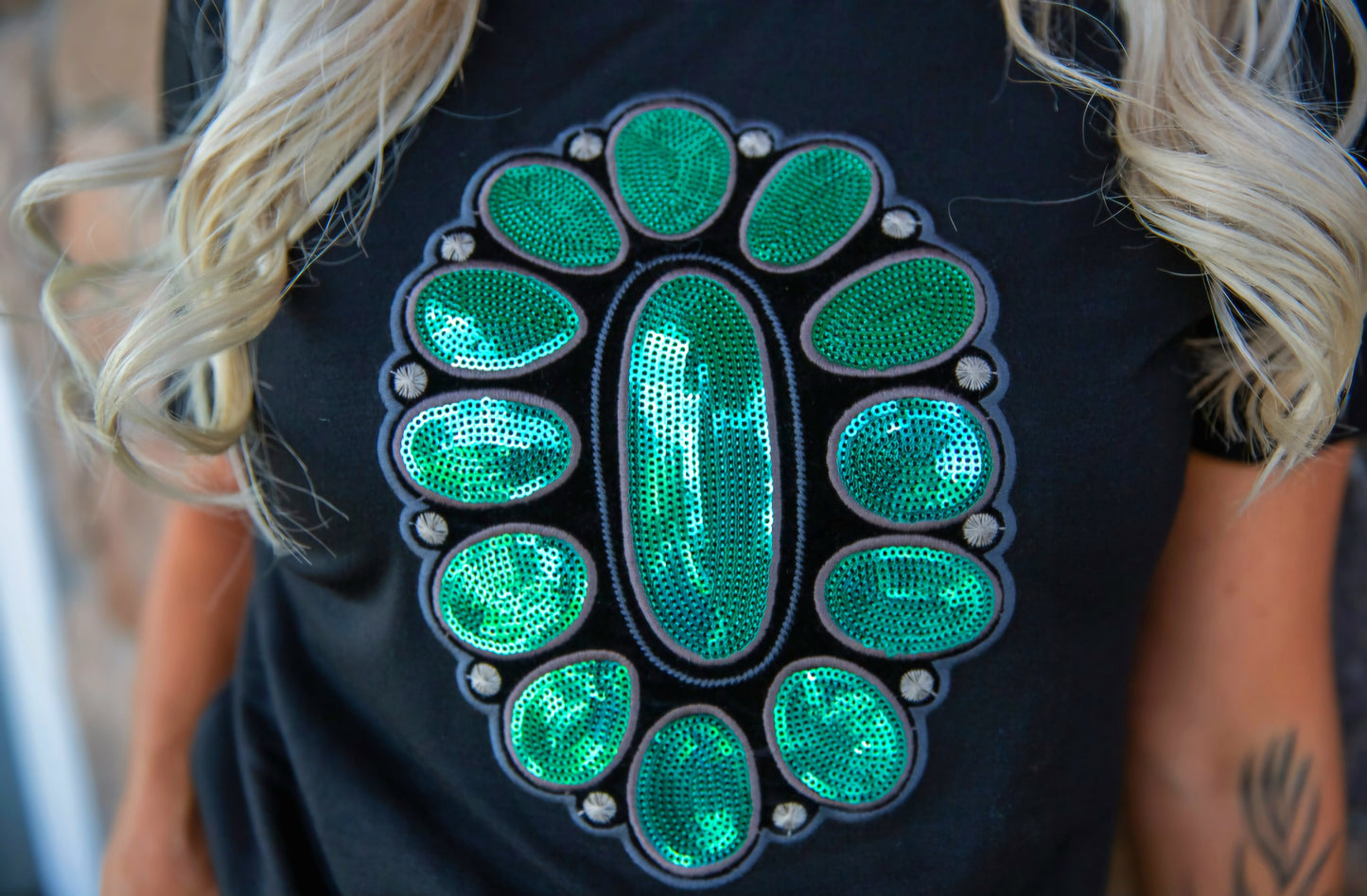 Streets Of Turquoise Sequin Tee