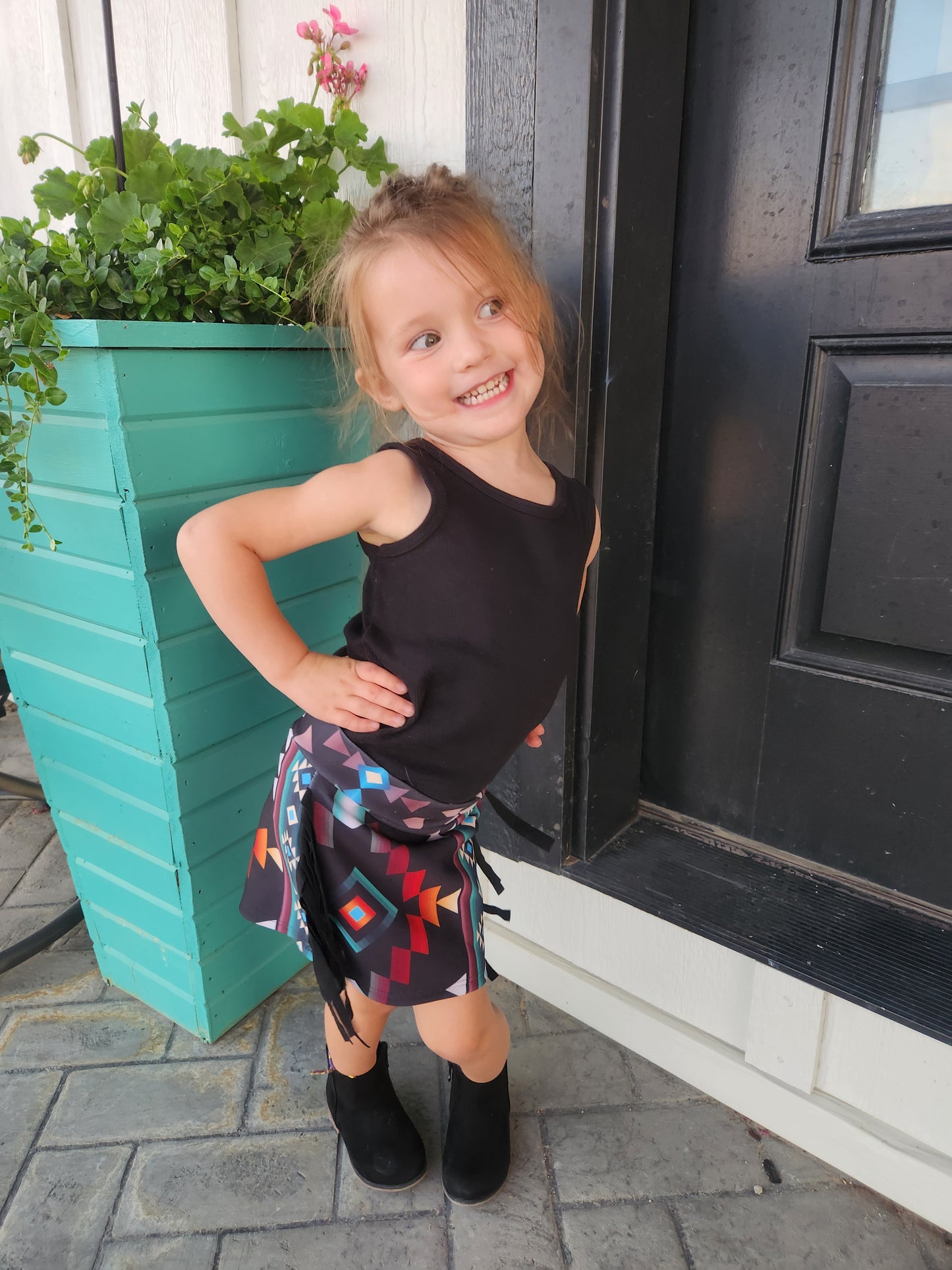 Girls Aztec Fringe Skirt