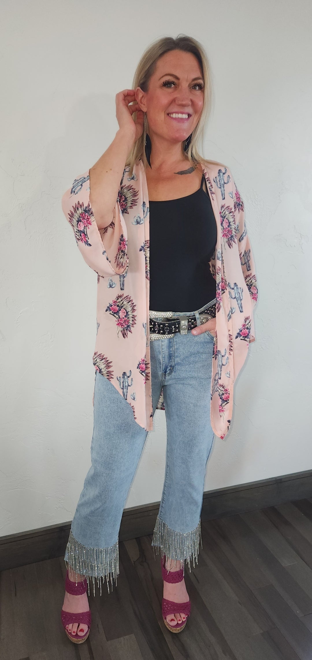Rhinestone Fringe Cropped Jeans