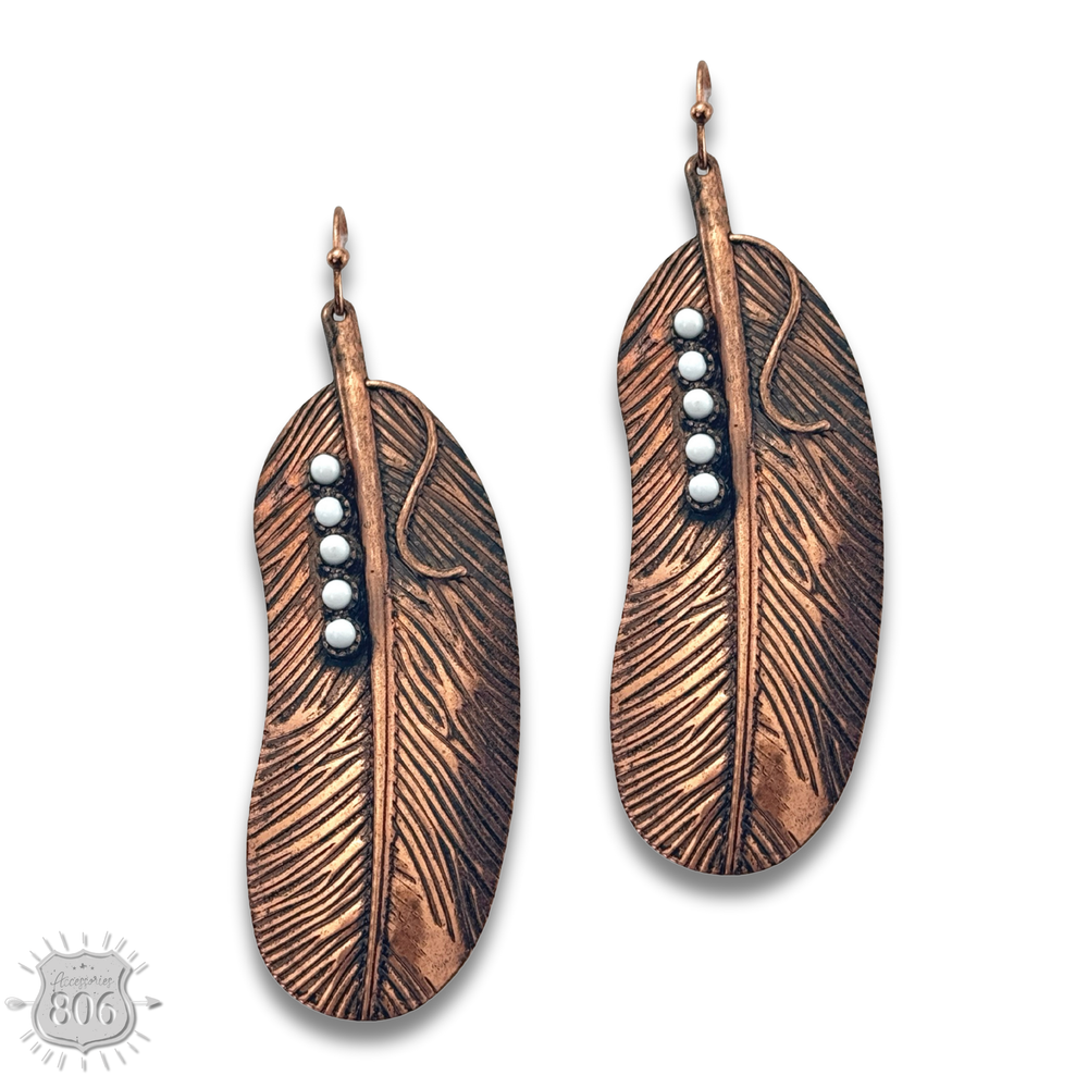 Copper Feather Earrings