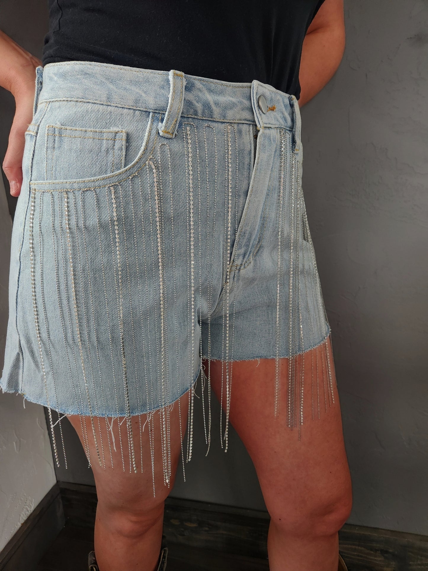 Rhinestone Denim Shorts