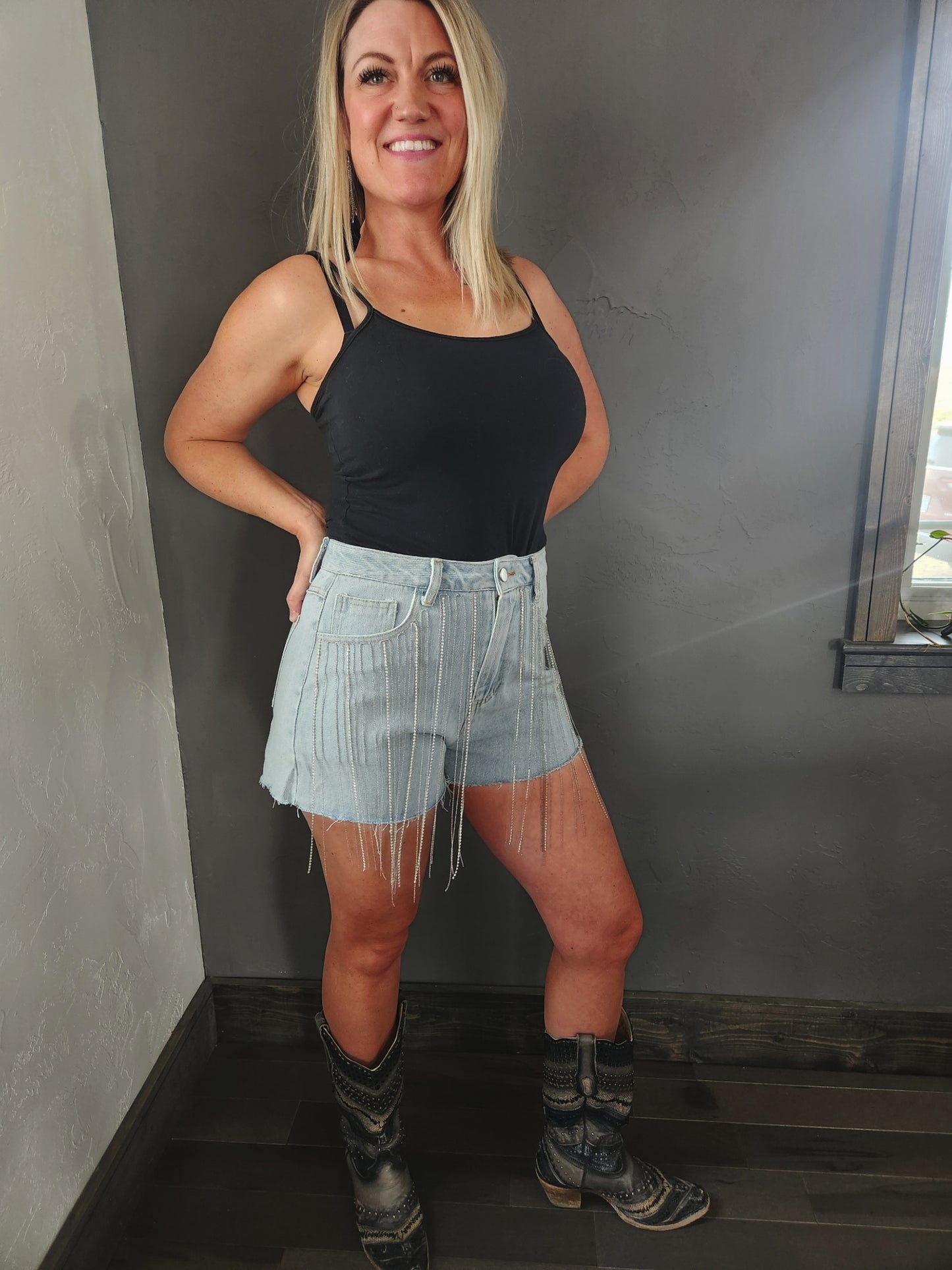 Rhinestone Denim Shorts