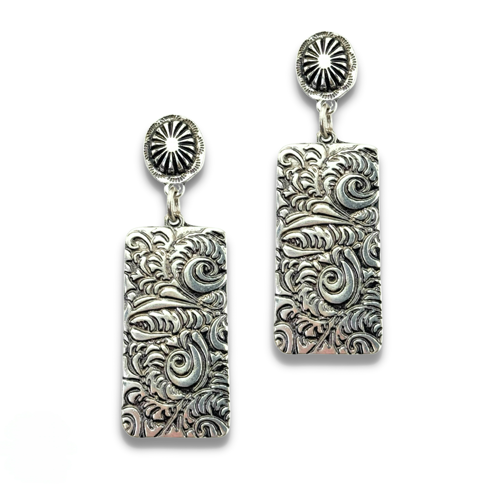 Tooled Silver Earrings