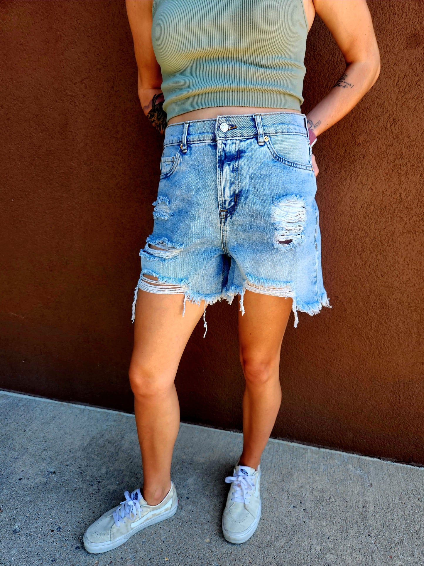 Suzie Super Distressed Denim Shorts