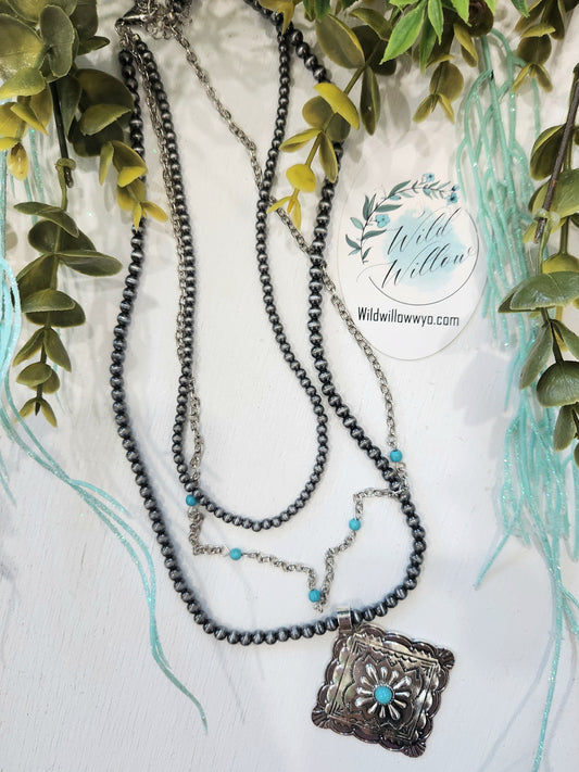 Layered Concho Necklace