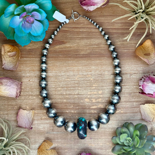 19” Graduated Turquoise Rondelle Necklace