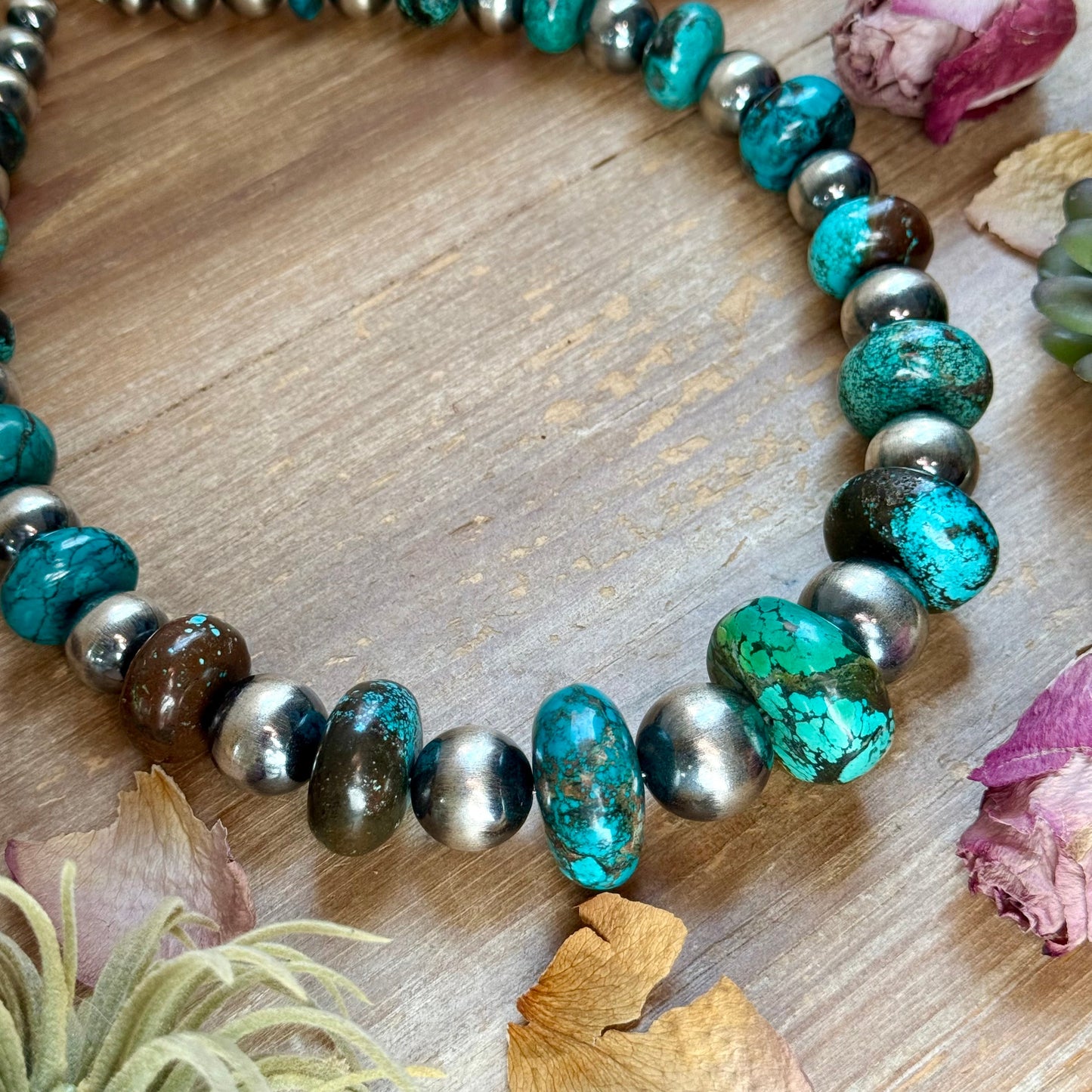 23” Massive Turquoise Rondelle Statement Necklace