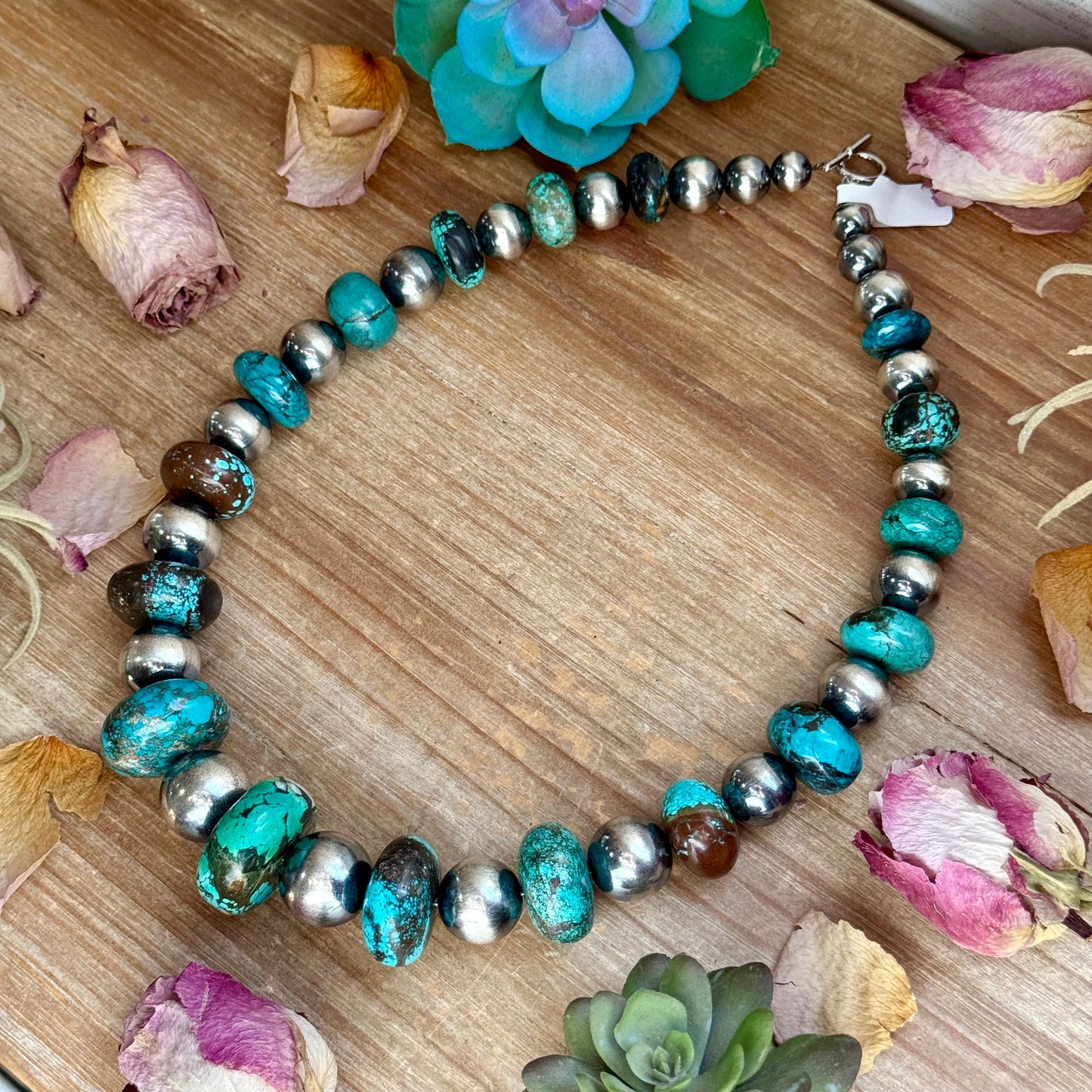 23” Massive Turquoise Rondelle Statement Necklace