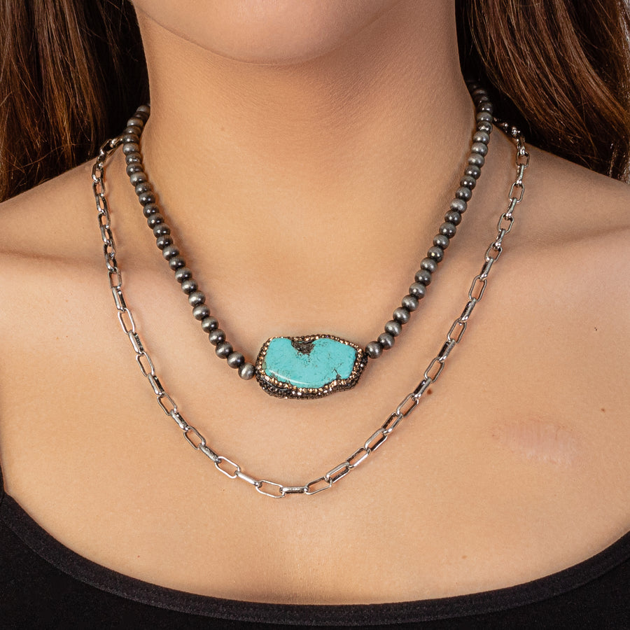 Natural Cut Turquoise Stone Necklace