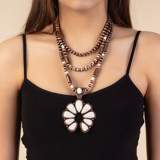 Ivory Squash Blossom Layered Necklace