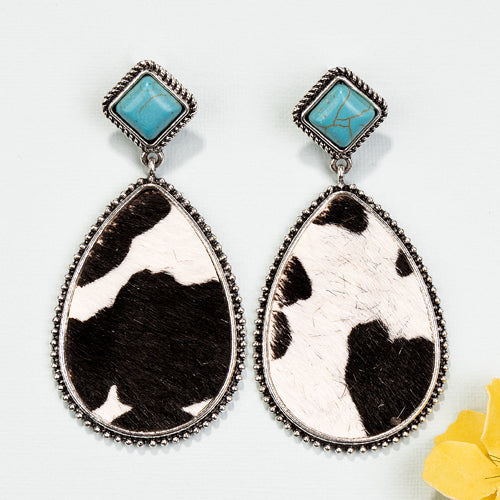 Turquoise and Hide Earrings