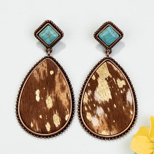 Turquoise and Hide Earrings