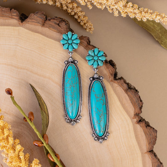Turquoise Flower Post Earrings