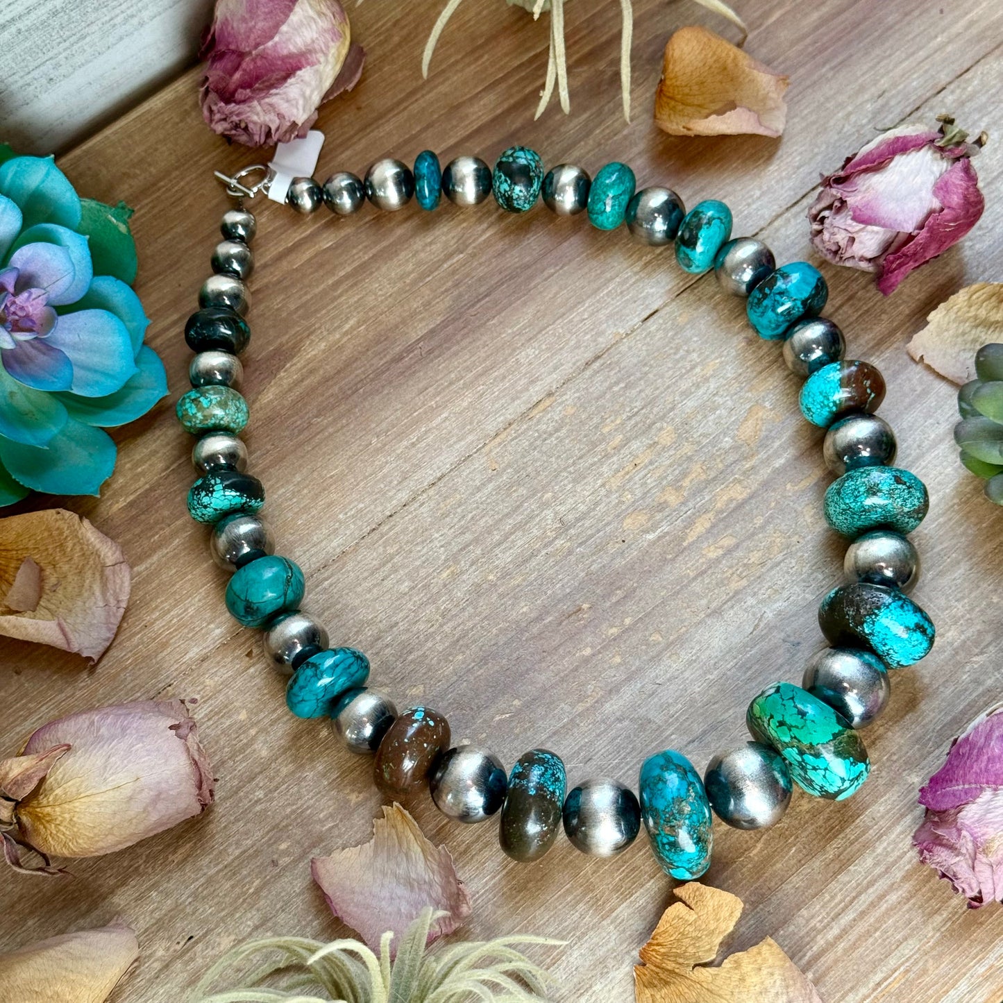 23” Massive Turquoise Rondelle Statement Necklace