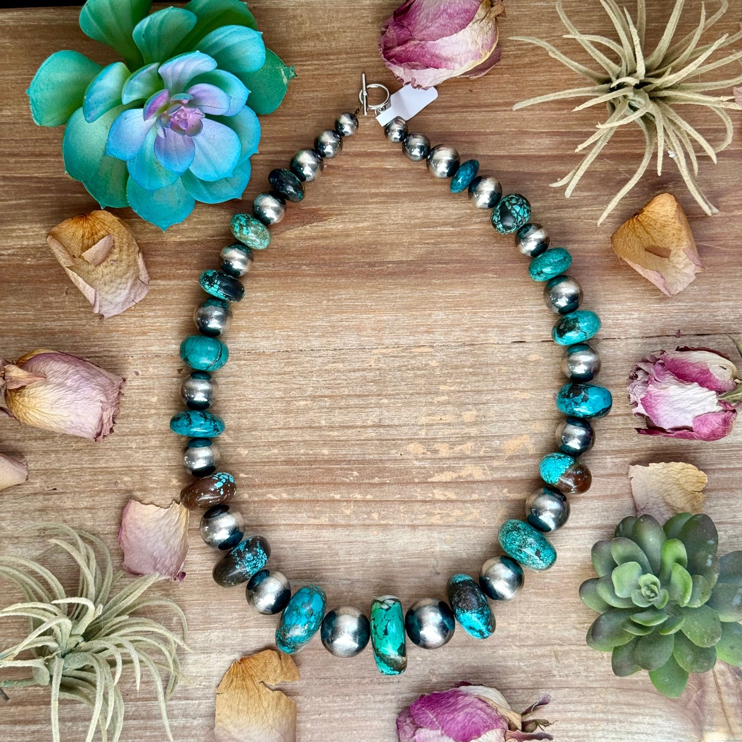 23” Massive Turquoise Rondelle Statement Necklace