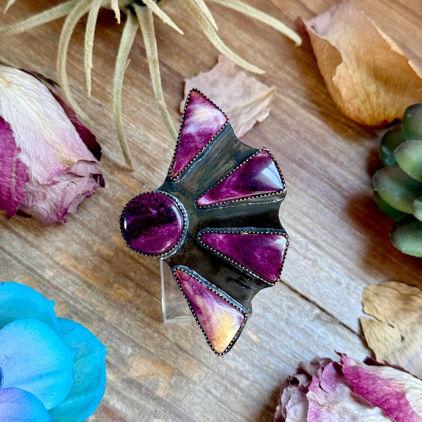MJ Purple Spiny Oyster Ring – Sterling Silver Adjustable Band