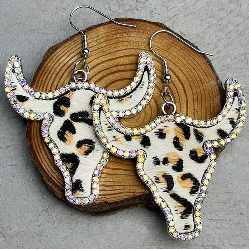 Bullhead Rhinestone Earrings