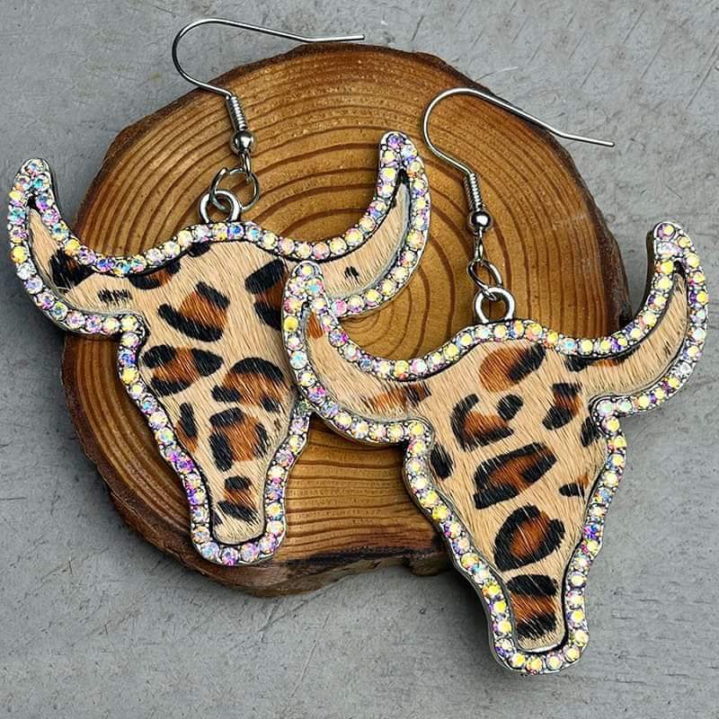 Bullhead Rhinestone Earrings