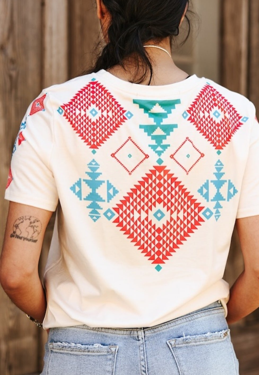 Coral Aztec Tee