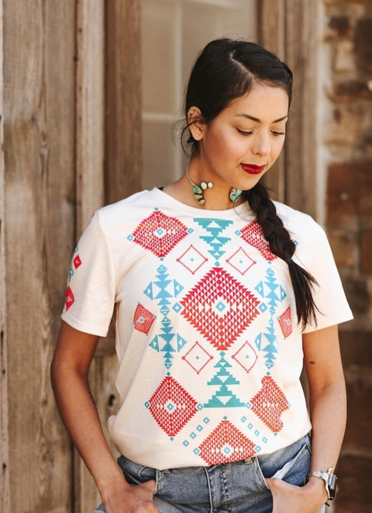 Coral Aztec Tee