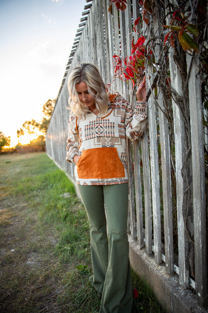 Aztec Suede Hoodie Wild Willow
