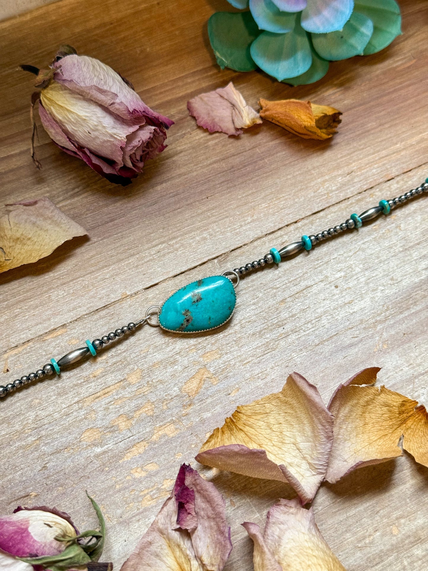 Sterling Silver & Turquoise Choker – 13” + Extender – Handmade In-House by The Bijoux FAB