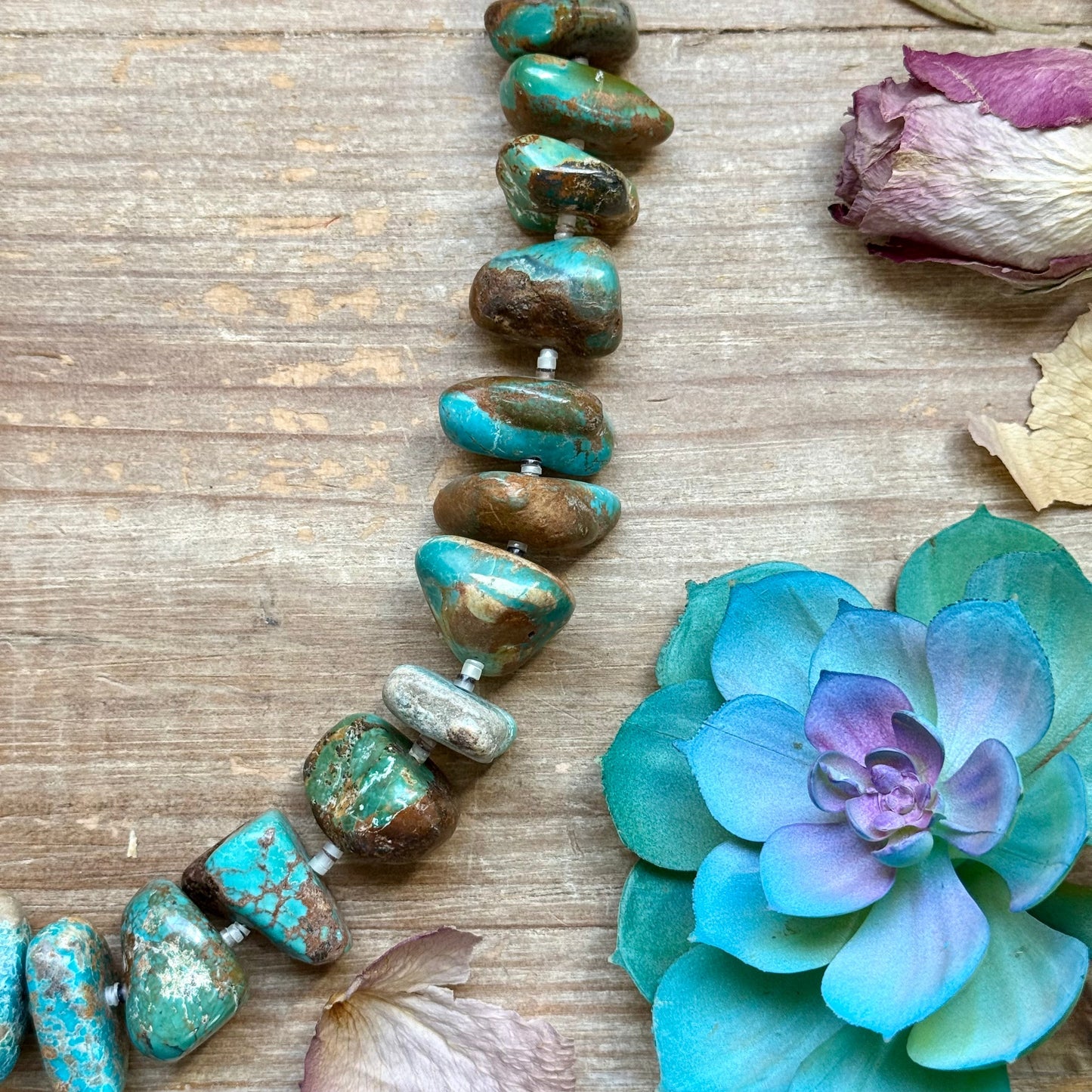 Chunky Turquoise Nugget Necklace – 26”