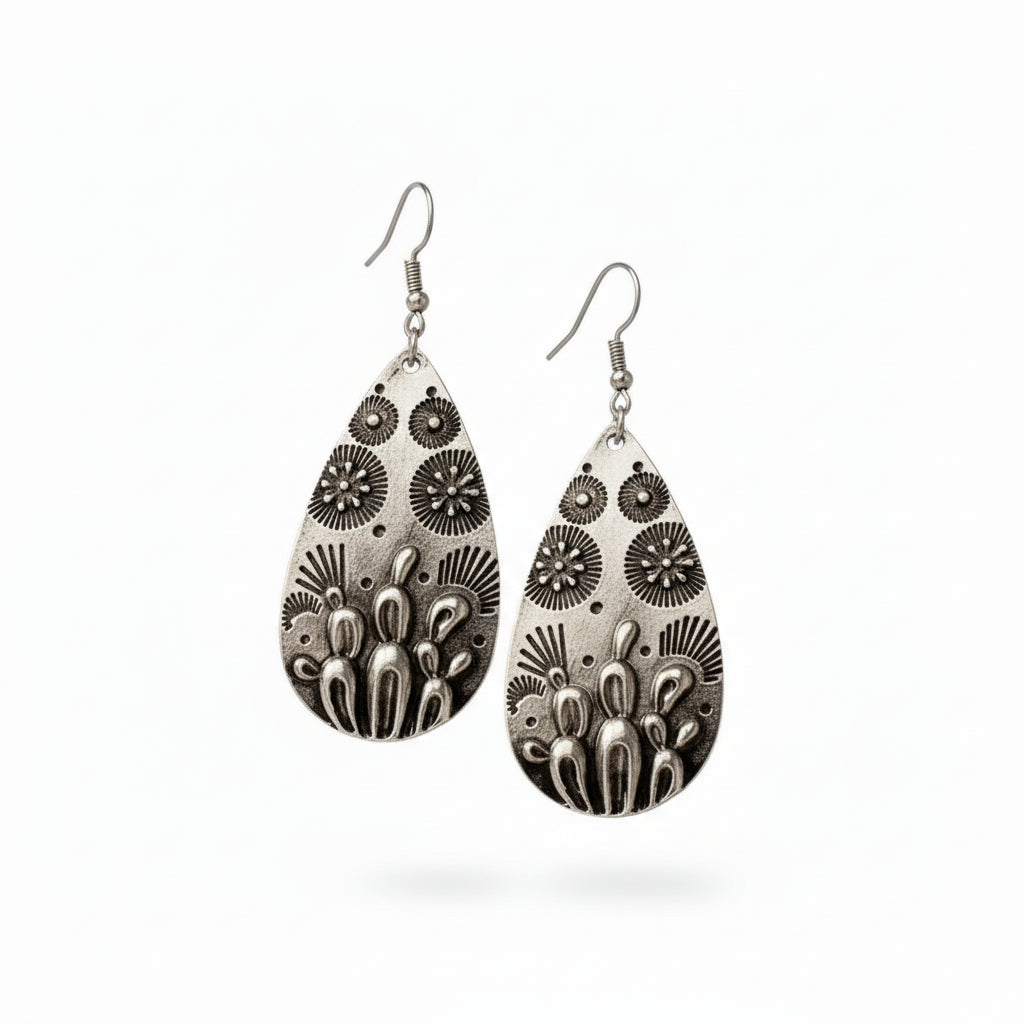Silver Cactus Earrings