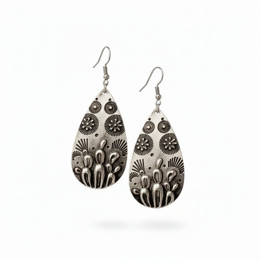 Silver Cactus Earrings