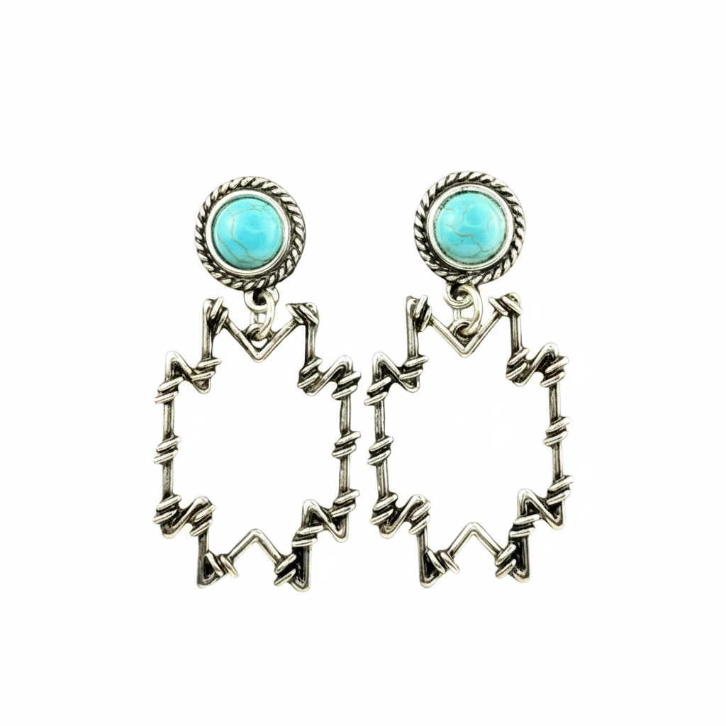Barbed Wire Aztec Earrings