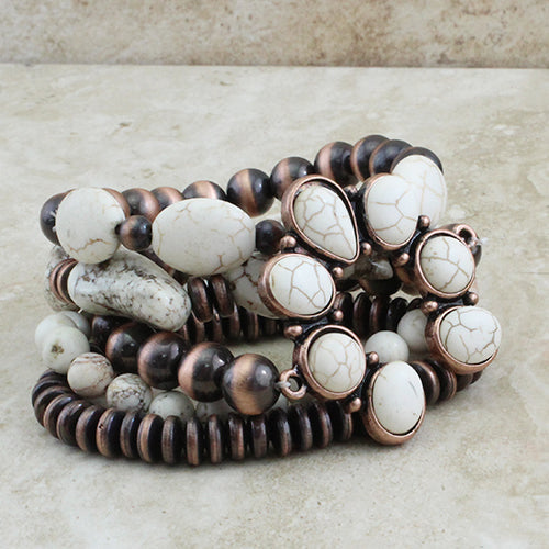 Ivory Squash Blossom Bracelet Stack